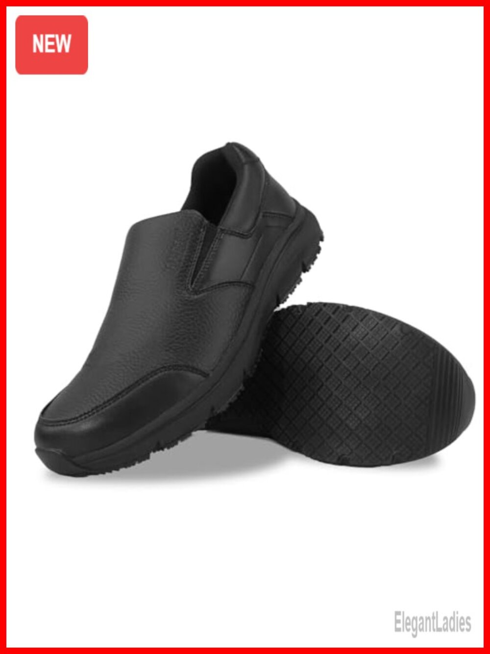 Women's Non Slip Work Shoes Faux Leather Slip On Chef Sneakers